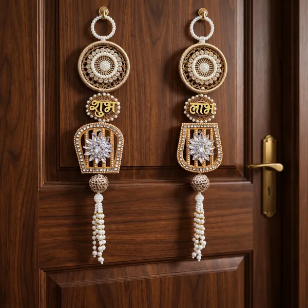 ShineYou_Premium_Shubh_Labh_Door_Hanging_Set_|_Pair_of_Shubh_&_Labh_Decorative_Door_Hangings_with_Pearl_Beadwork,_Floral_Embellishments_&_Tassels_|_Elegant_Entrance_Décor_for_Home,_Mandir_&_Festivals