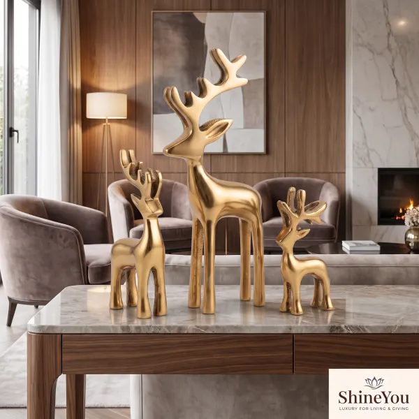 ShineYou_Set_of_3_Deer_Figurines_|_Golden_Deer_Showpiece_Set_|_Large,_Medium_&_Small_Decorative_Deer_Statues_for_Living_Room,_Bedroom,_Office,_Tabletop_&_Home_Décor