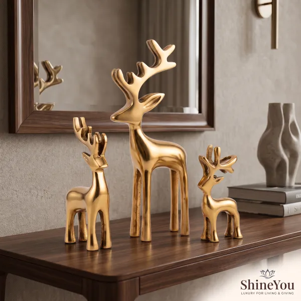 ShineYou_Set_of_3_Deer_Figurines_|_Golden_Deer_Showpiece_Set_|_Large,_Medium_&_Small_Decorative_Deer_Statues_for_Living_Room,_Bedroom,_Office,_Tabletop_&_Home_Décor
