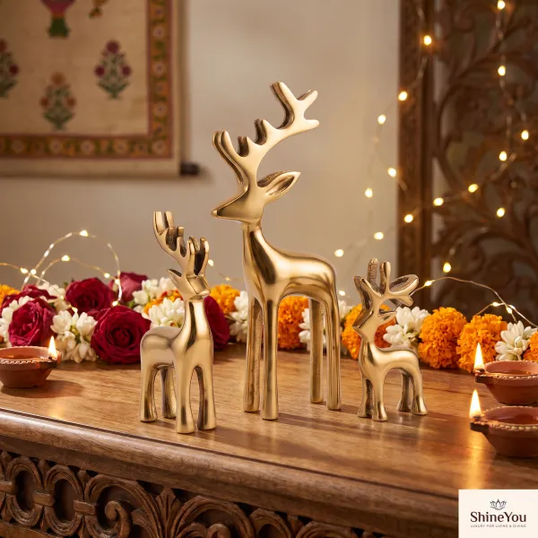 ShineYou_Set_of_3_Deer_Figurines_|_Golden_Deer_Showpiece_Set_|_Large,_Medium_&_Small_Decorative_Deer_Statues_for_Living_Room,_Bedroom,_Office,_Tabletop_&_Home_Décor