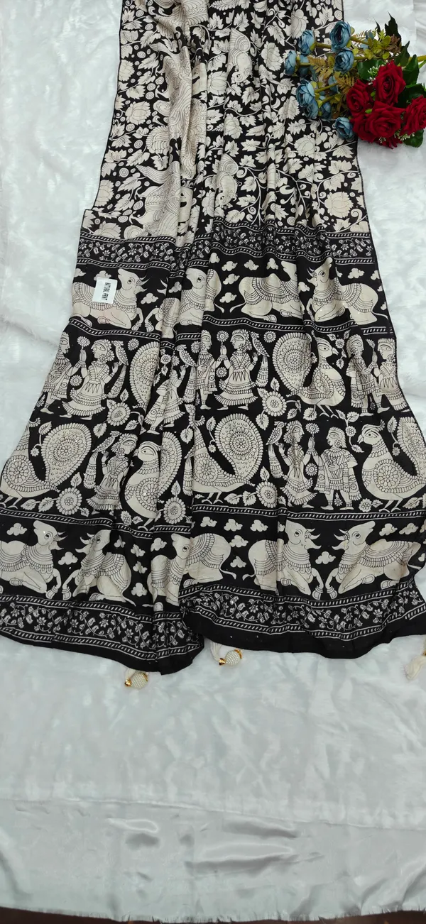 Black_Maslin_Silk_Sequence_Work_Saree_For_Women