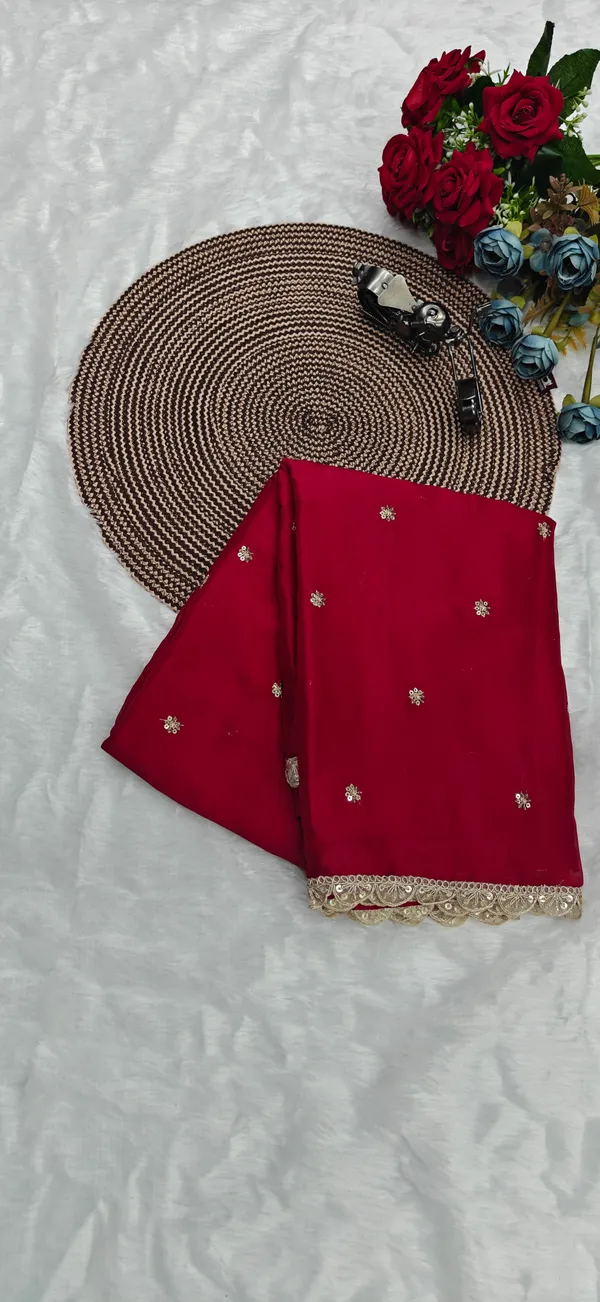 Red_Soft_Satin_Georgette_Saree_For_Women