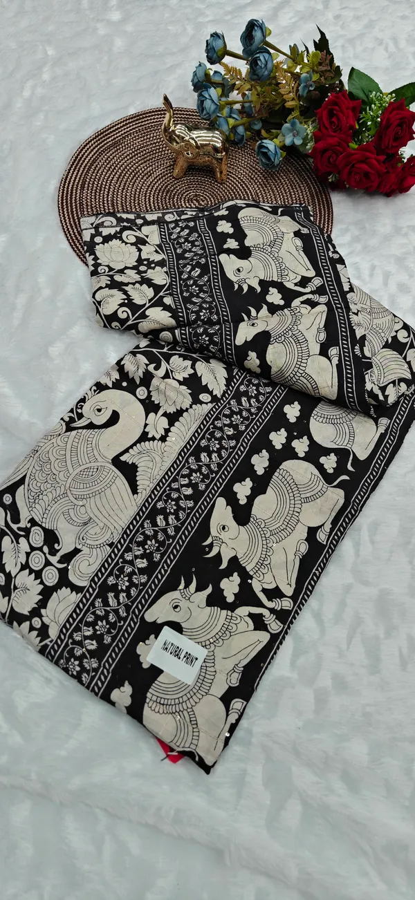 Black_Maslin_Silk_Sequence_Work_Saree_For_Women