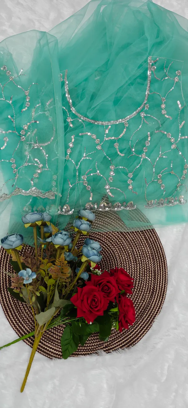 Turquoise_Net_Sequin_Embroidery_Cutdana_Saree_For_Women