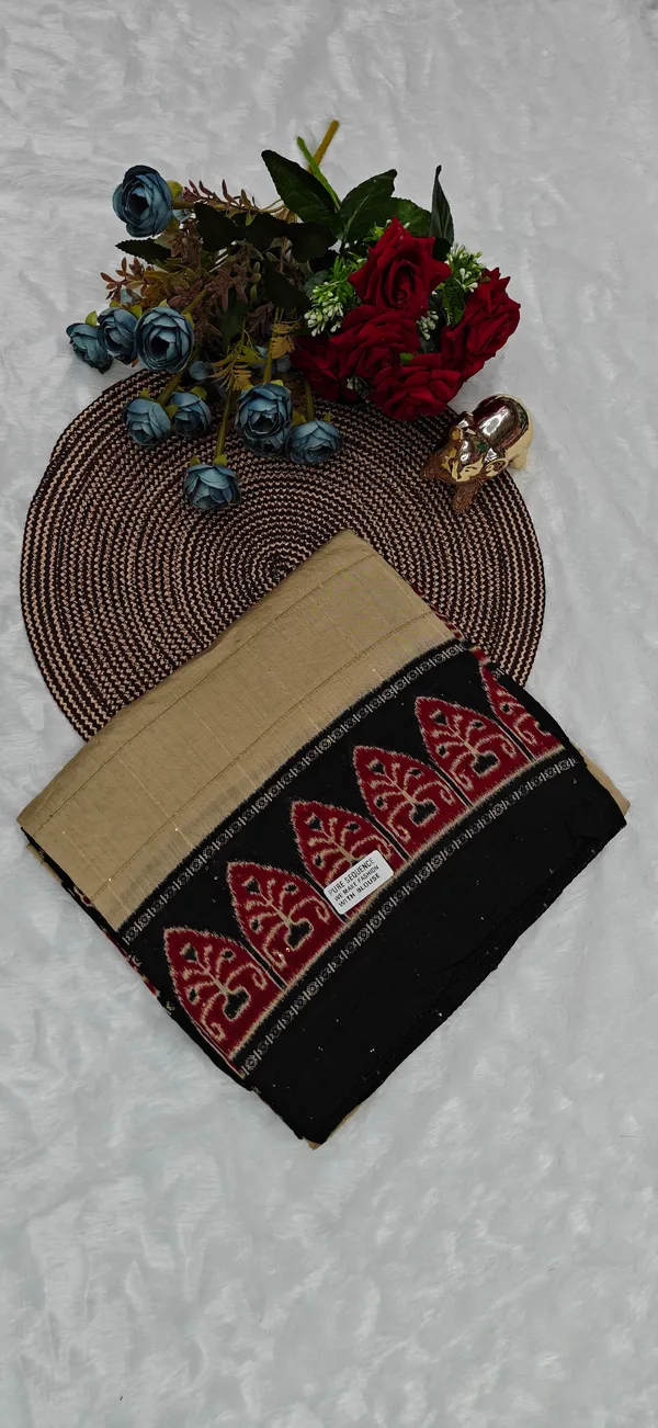 Brown_Maslin_Silk_Sequin_Work_Saree_For_Women