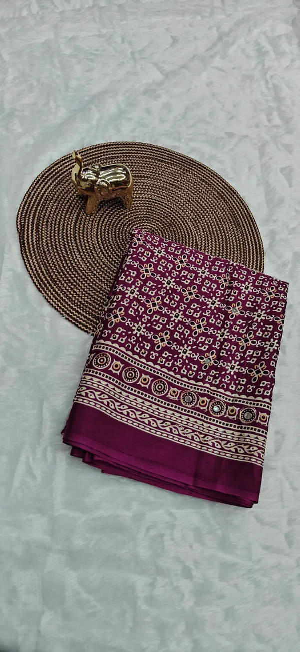 Purple_Gajji_Satin_Ajrakh_Printed_Mirror_Work_Saree_For_Women