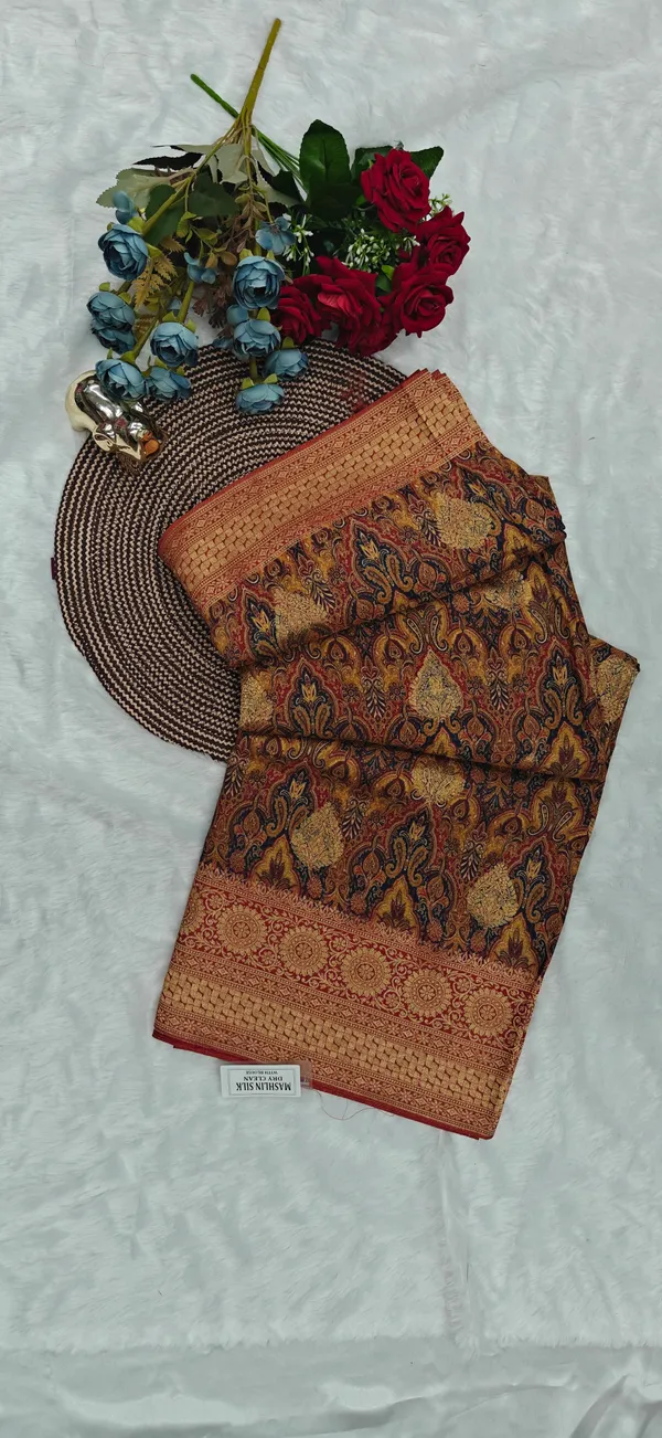 Multicolor_Pure_Maslin_Silk_Banarasi_Woven_Saree_For_Women