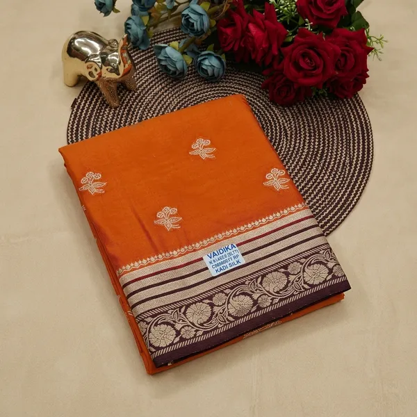 Orange_Banarasi_Khaddi_Georgette_Silk_Saree_For_Women
