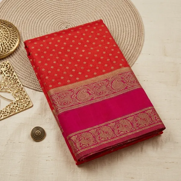 Orange_Banarasi_Khaddi_Georgette_Silk_Saree_For_Women