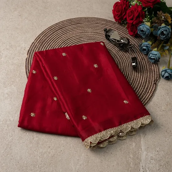 Red_Soft_Satin_Georgette_Saree_For_Women