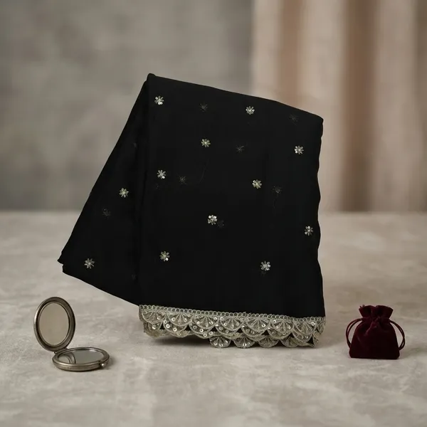 Black_Soft_Satin_Georgette_Embroidered_Saree_For_Women
