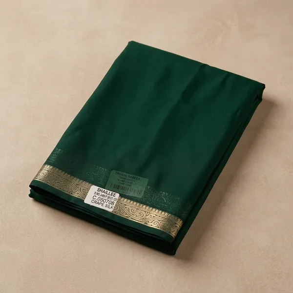 Dark_Green_Semi_Mysore_Crepe_Silk_Saree_For_Women