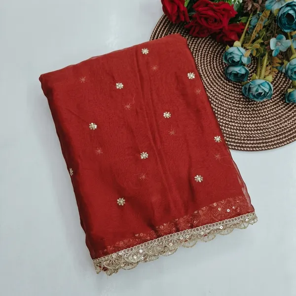 Rust_Soft_Satin_Georgette_Saree_For_Women