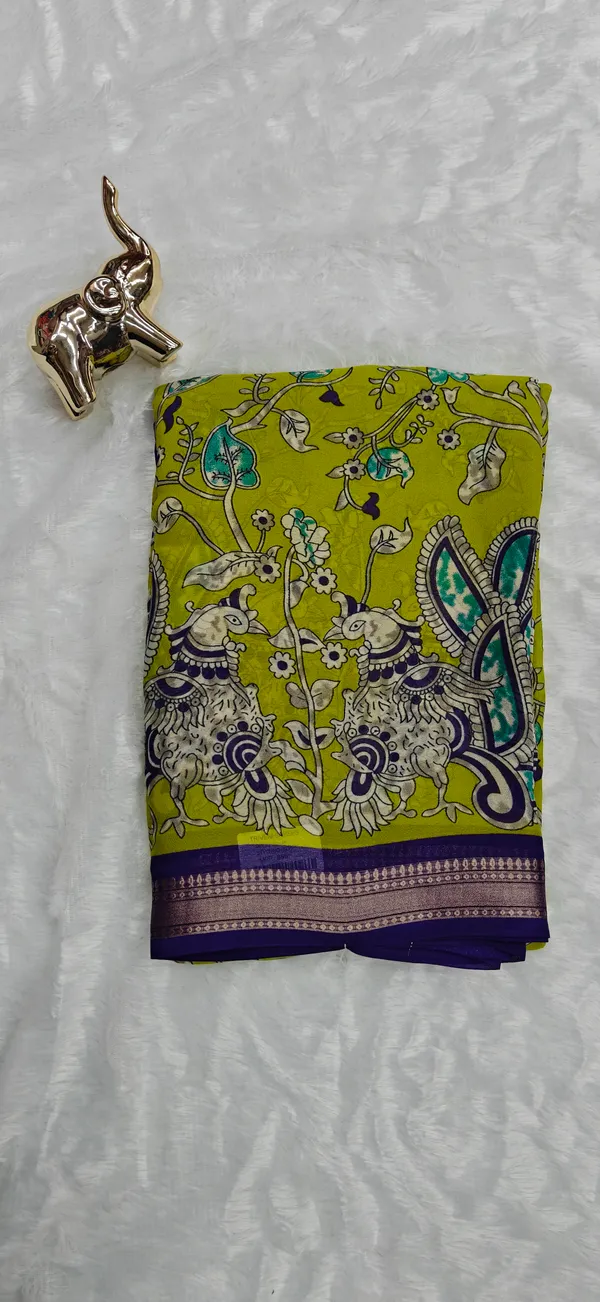 Lime_Green_Pure_Georgette_Saree_For_Women