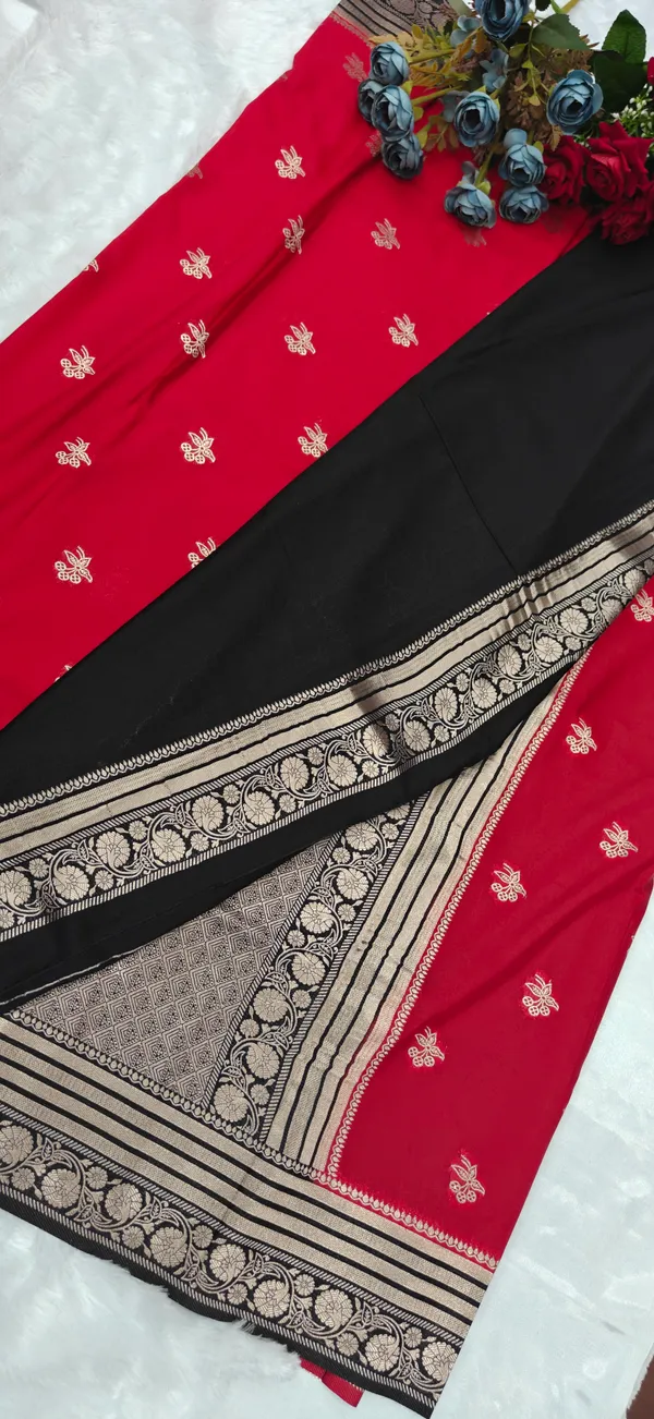 Red_Banarasi_Khaddi_Georgette_Silk_Saree_For_Women