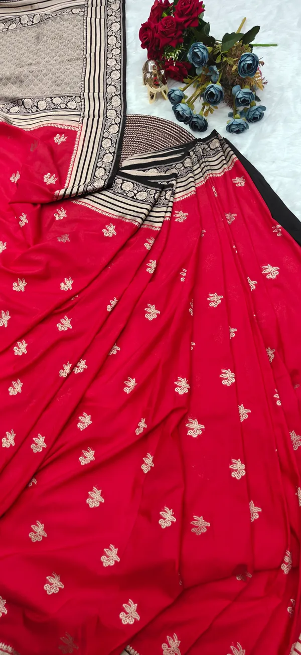 Red_Banarasi_Khaddi_Georgette_Silk_Saree_For_Women