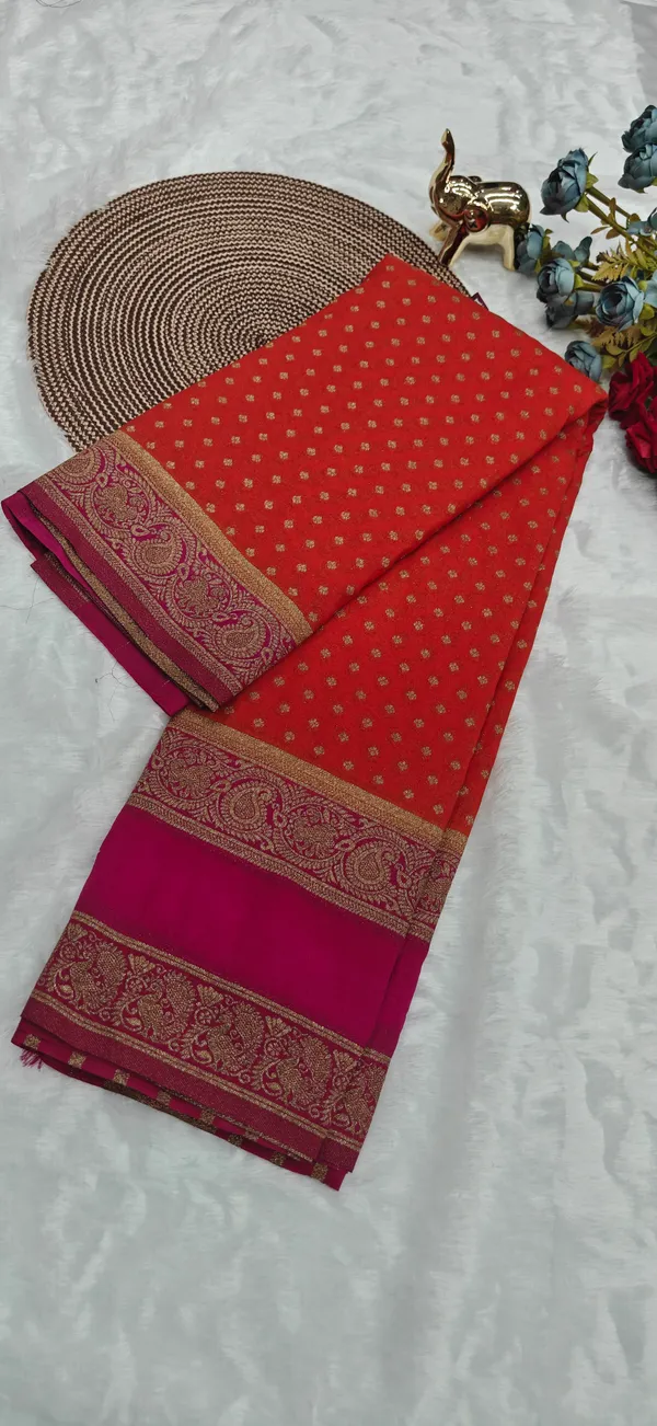 Orange_Banarasi_Khaddi_Georgette_Silk_Saree_For_Women