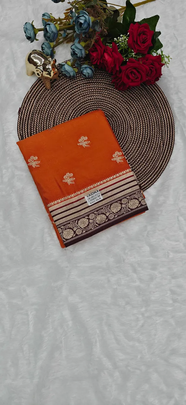 Orange_Banarasi_Khaddi_Georgette_Silk_Saree_For_Women