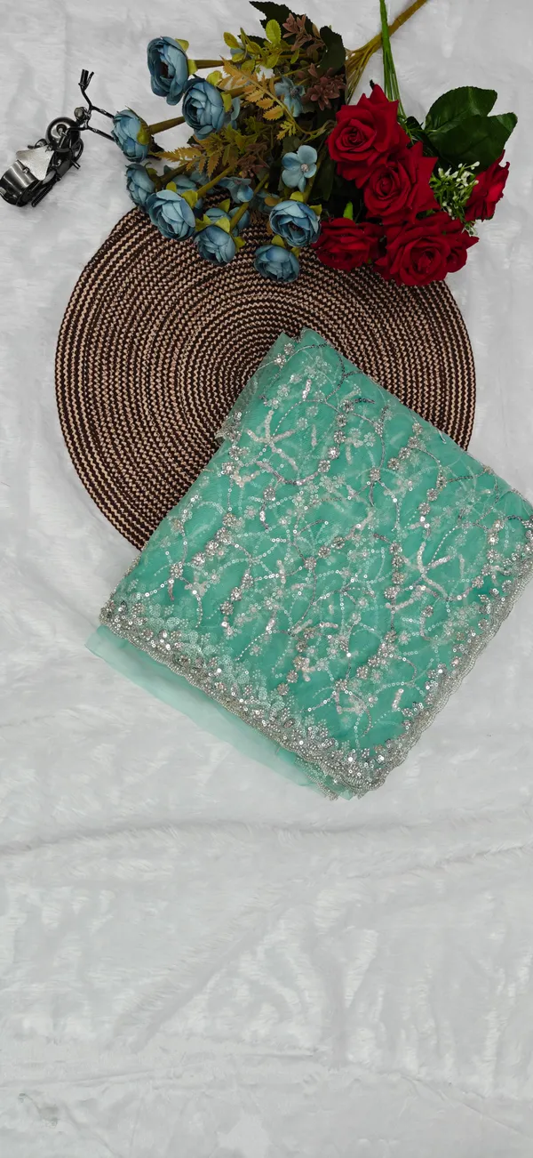 Turquoise_Net_Sequin_Embroidery_Cutdana_Saree_For_Women