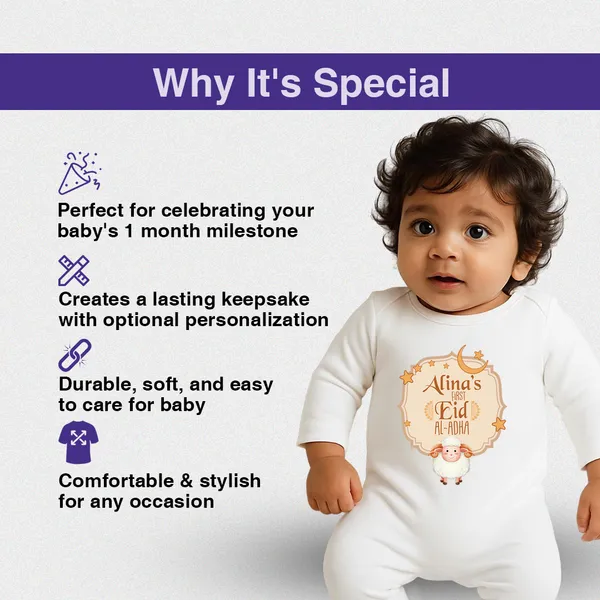 White_Cotton_Eid_Al-Adha_Customized_Print_Romper_For_Baby
