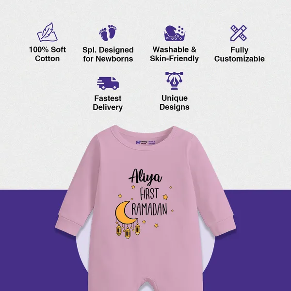 Pink_Customized_First_Ramadan_Printed_Full_Sleeve_Romper_For_Baby