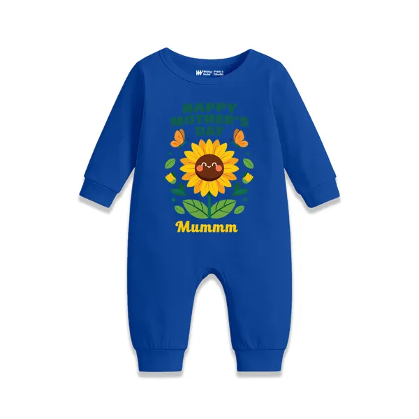 Blue_Cotton_Sunflower_Print_Romper_For_Baby