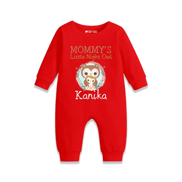 Red_Cotton_Mommy'S_Little_Night_Owl_Printed_Romper_For_Baby