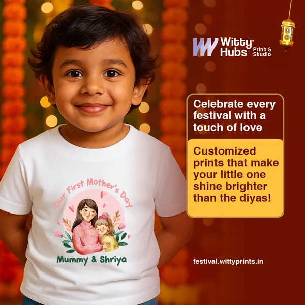 White_Cotton_Customized_Mother'S_Day_Print_T-Shirt_For_Kids
