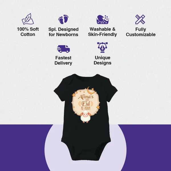 Alina'S_First_Eid_Al-Adha_Customized_Print_Black_Onesie