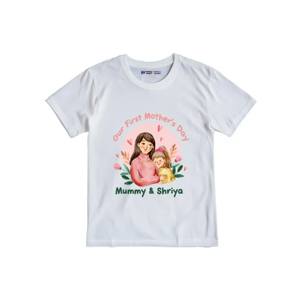 White_Cotton_Customized_Mother'S_Day_Print_T-Shirt_For_Kids