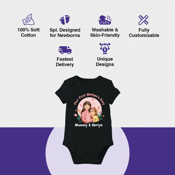 Black_Cotton_Our_First_Mother'S_Day_Customizable_Baby_Romper