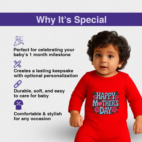 Red_Cotton_Happy_Mother'S_Day_Print_Romper_For_Babies