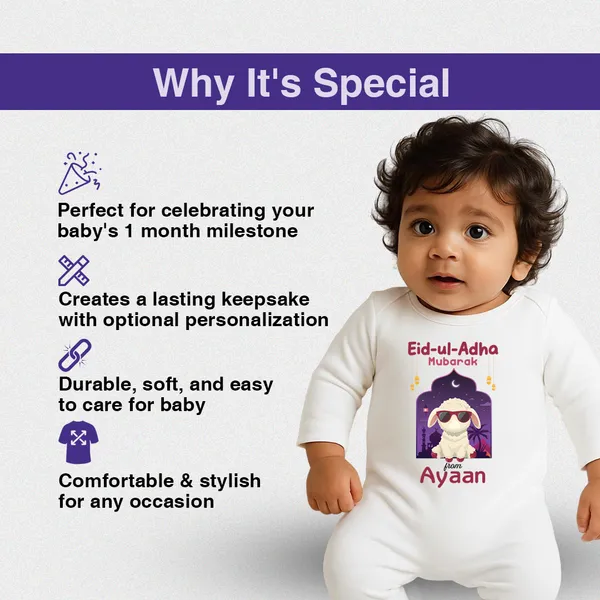 White_Eid_Ul_Adha_Personalized_Full_Sleeve_Romper_For_Baby