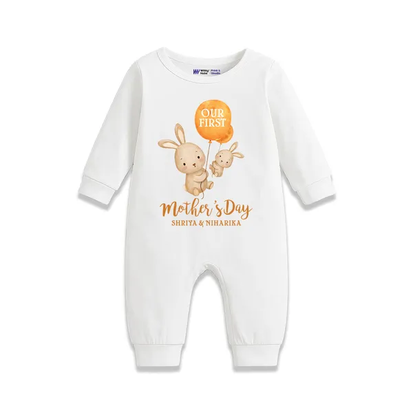 White_Cotton_Our_First_Mother'S_Day_Personalized_Romper_For_Baby
