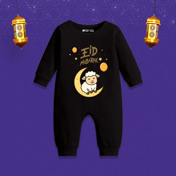Black_Eid_Mubarak_Sheep_Moon_Print_Cotton_Romper_For_Babies