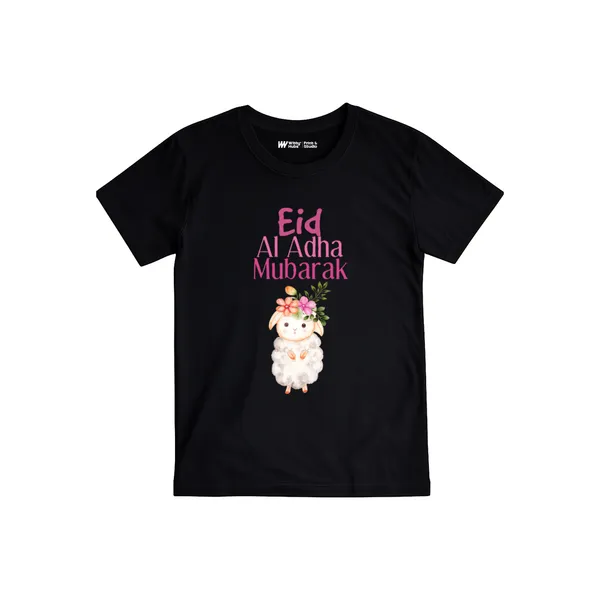 Black_Cotton_Eid_Al_Adha_Mubarak_Graphic_T-Shirt_For_Kids