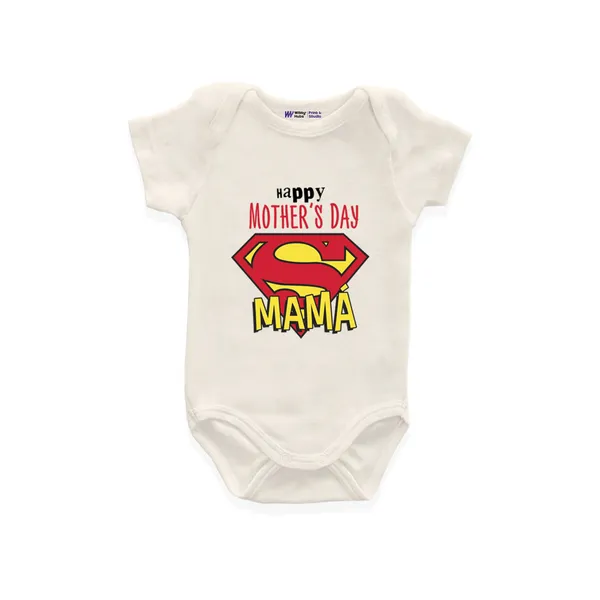 White_Cotton_Happy_Mother'S_Day_Mama_Romper_For_Baby