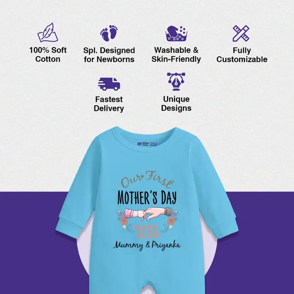 Blue_Cotton_Personalized_Mother'S_Day_Romper_For_Baby