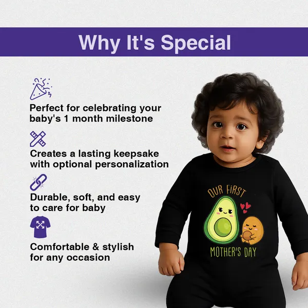 Black_Cotton_Our_First_Mother'S_Day_Romper_For_Baby