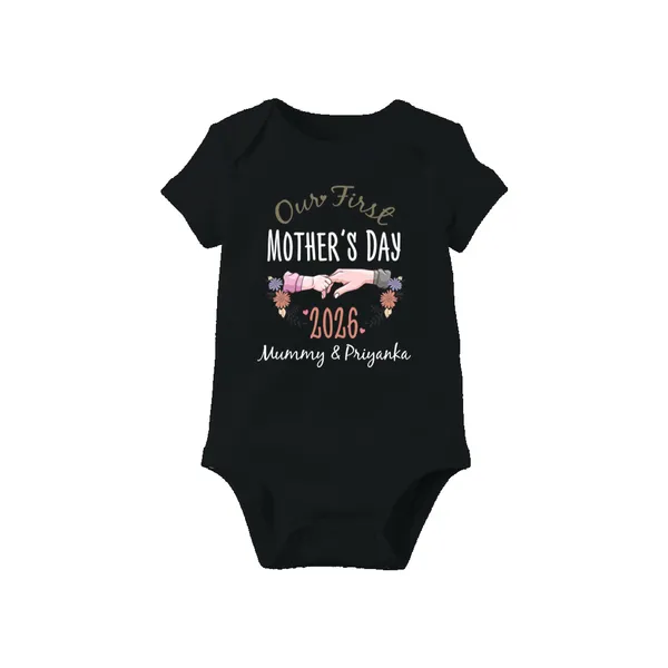 Black_Cotton_Our_First_Mother'S_Day_2026_Onesie_For_Baby