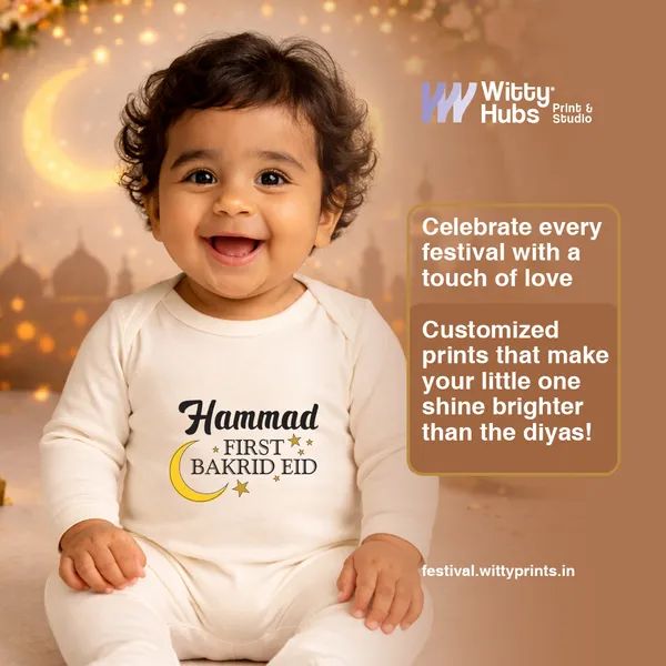 White_Cotton_Customized_First_Bakrid_Eid_Romper_For_Baby