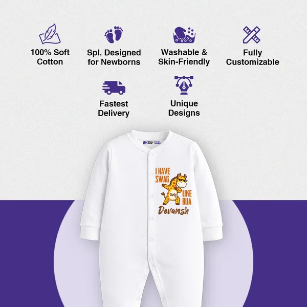 White_Cotton_Swag_Like_Hua_Devansh_Printed_Romper_For_Newborns