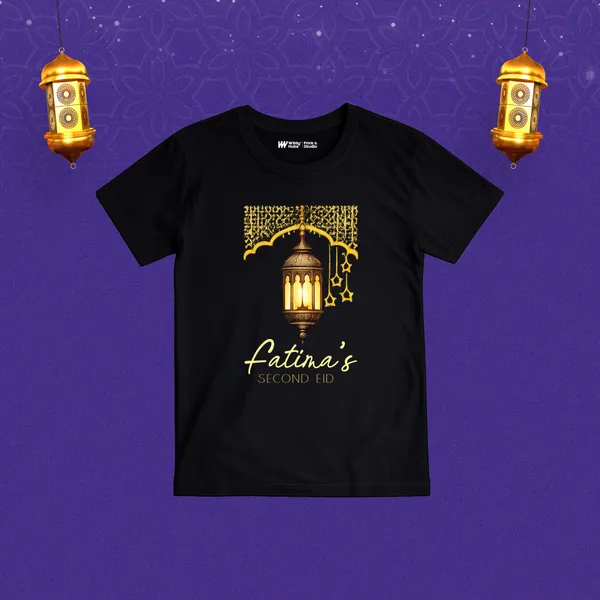 Fatina'S_Second_Eid_Customized_Black_Cotton_T-Shirt_For_Kids