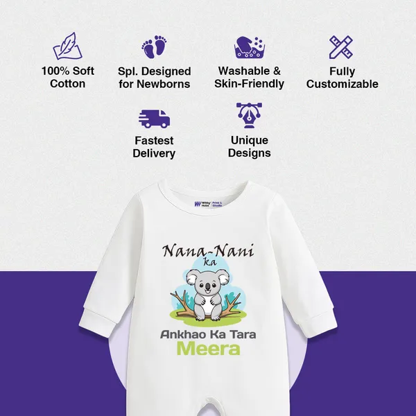 White_Cotton_Nana_Nani_Ka_Ankhao_Ka_Tara_Personalized_Romper_For_Newborns
