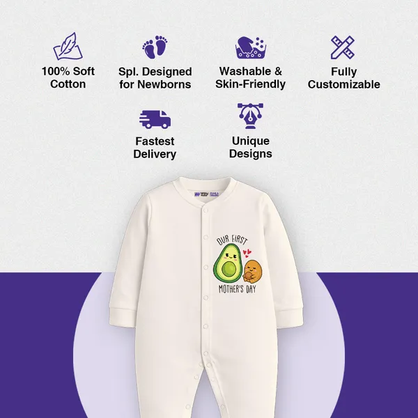 Cream_Cotton_Our_First_Mother'S_Day_Romper_For_Newborns
