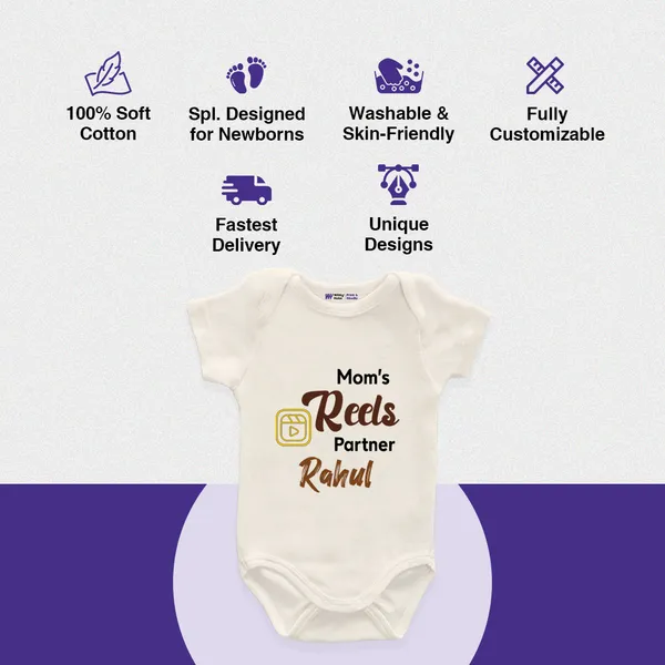 Cream_Cotton_Mom'S_Reels_Partner_Personalized_Onesie_For_Baby