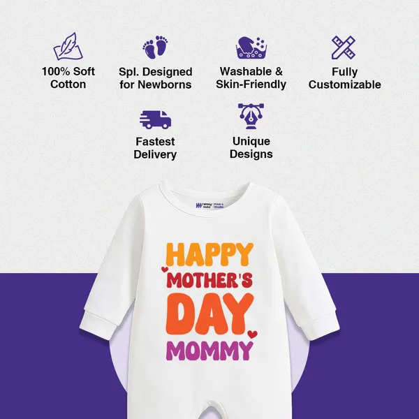 White_Cotton_Happy_Mother'S_Day_Romper_For_Newborns