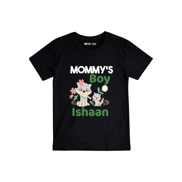 Black_Cotton_Mommy'S_Boy_Ishaan_Personalized_T-Shirt_For_Kids