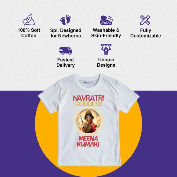 Navratri_Goddess_Customized_White_Cotton_T-Shirt_For_Kids