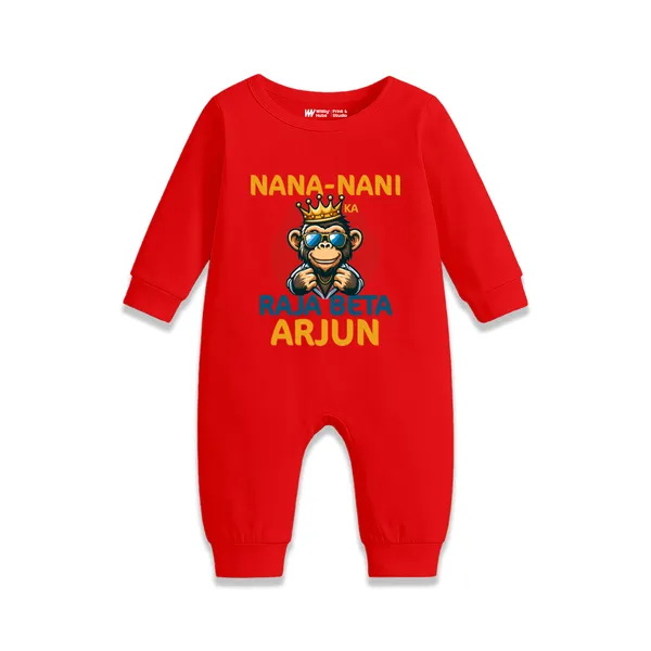 Red_Cotton_Nana_Nani_Ka_Raja_Arjun_Printed_Romper_For_Baby_Boys